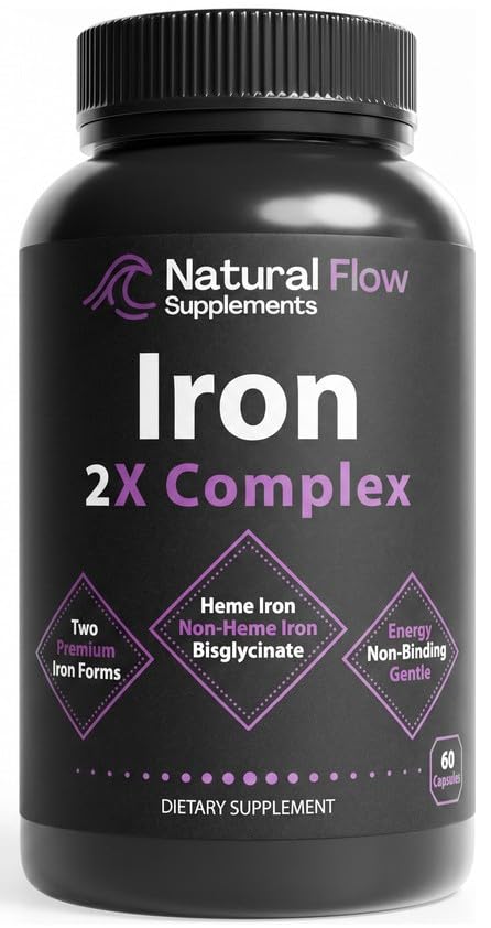 Natural Flow Supplements 2X Iron Complex 59g capsule bottle front view