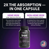 Natural Flow Supplements 2X Iron Complex 59g capsules with ingredients list