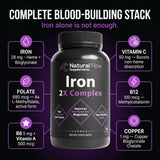 Natural Flow Supplements 2X Iron Complex 59g capsules with measuring spoon
