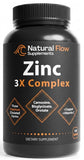 Natural Flow Supplements 3X Zinc Complex front view of bottle