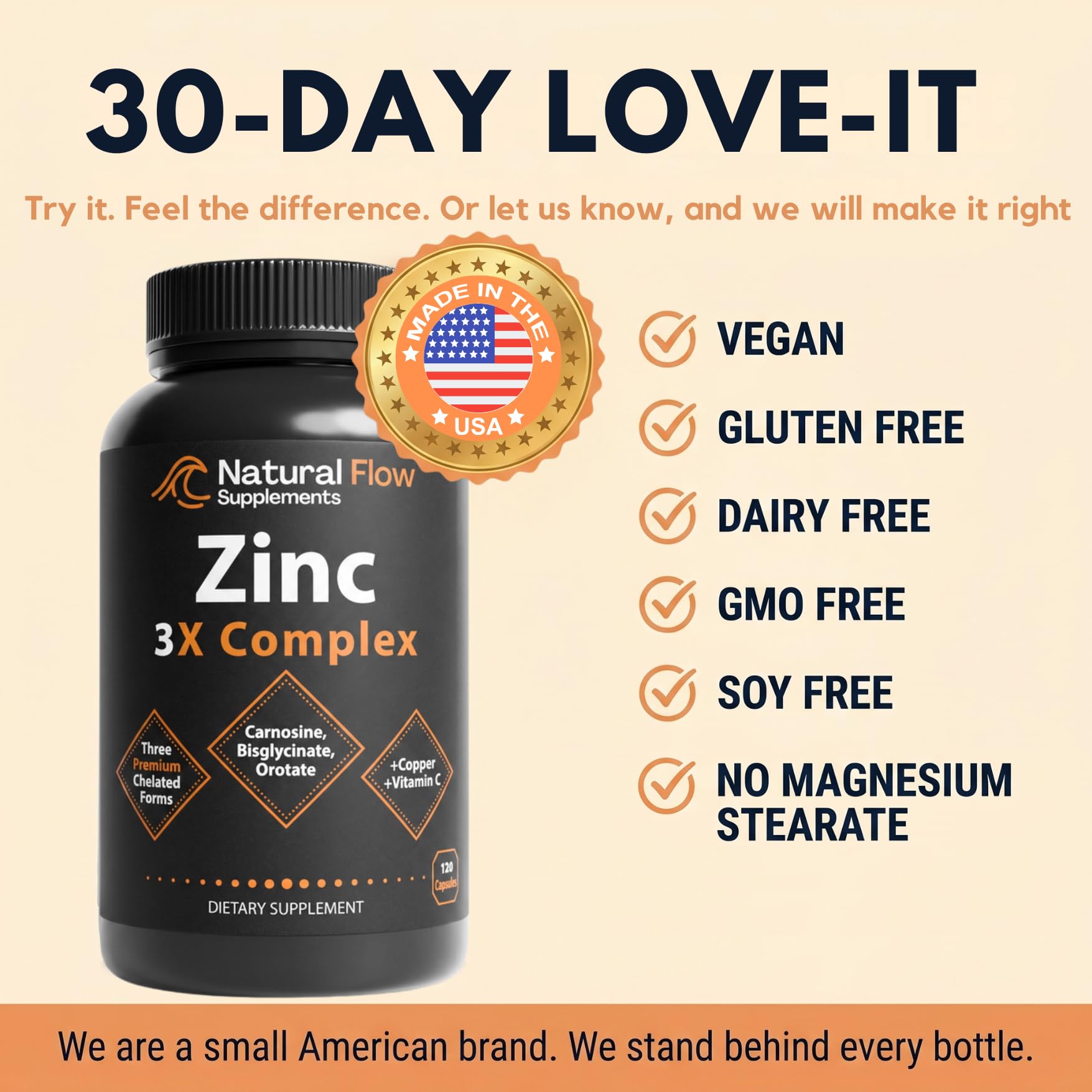 Natural Flow Supplements 3X Zinc Complex packaging details