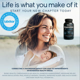 Natural Flow Supplements Magnesium 200mg capsules on a wooden table