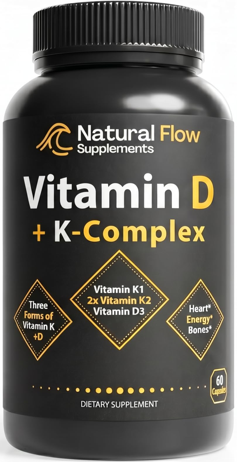 Natural Flow Supplements Vitamin D3 + K2 50g front view