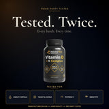 Natural Flow Supplements Vitamin D3 + K2 capsule on a wooden table