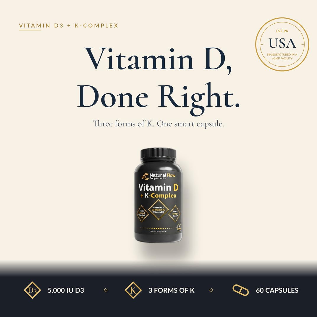 Natural Flow Supplements Vitamin D3 + K2 family-owned support