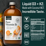Natural Force Liquid Vitamin D3 + K2 1000 IU 50 MCG bottle with spoon