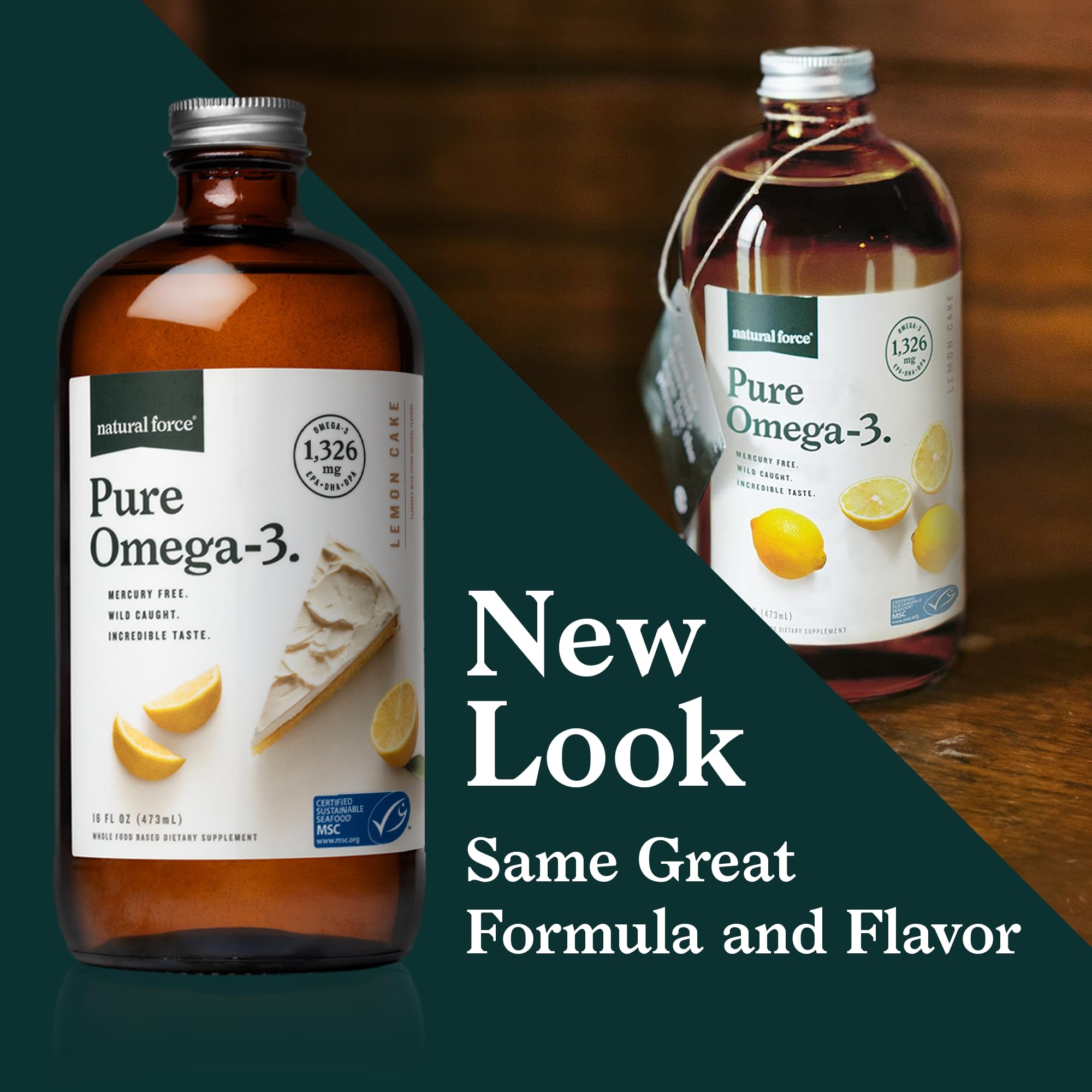 Natural Force Pure Omega-3 Liquid Fish Oil served in a spoon