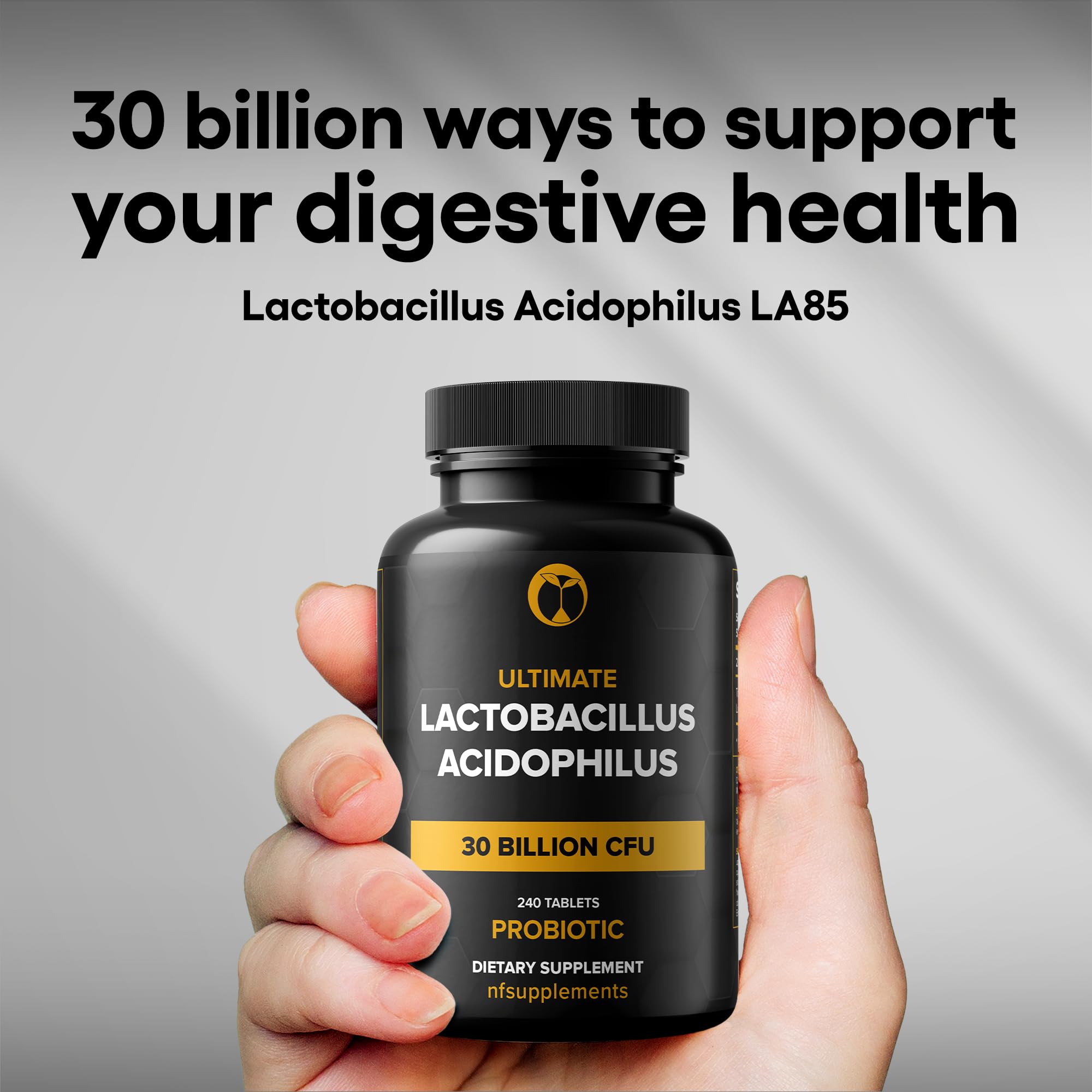 Natural Foundation Supplements Lactobacillus Acidophilus Probiotics with measuring spoon