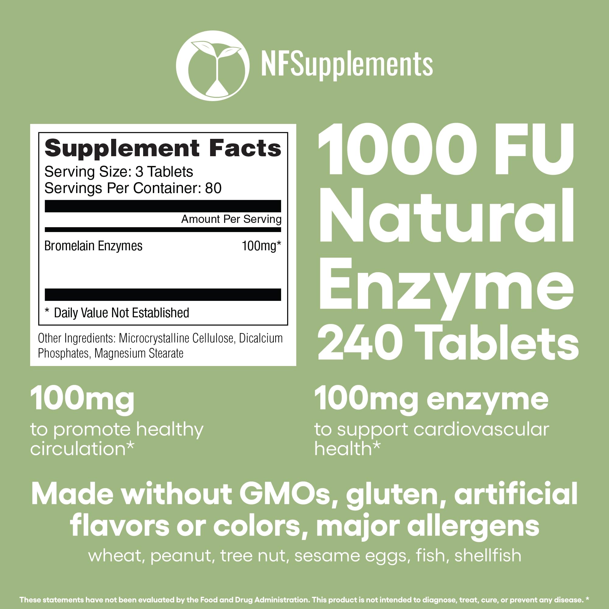 Natural Foundation Supplements Multi-Enzymes 240 Tablets on a wooden table