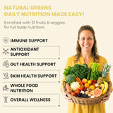 NATURAL GREENS Organic Superfood Capsules on a wooden table