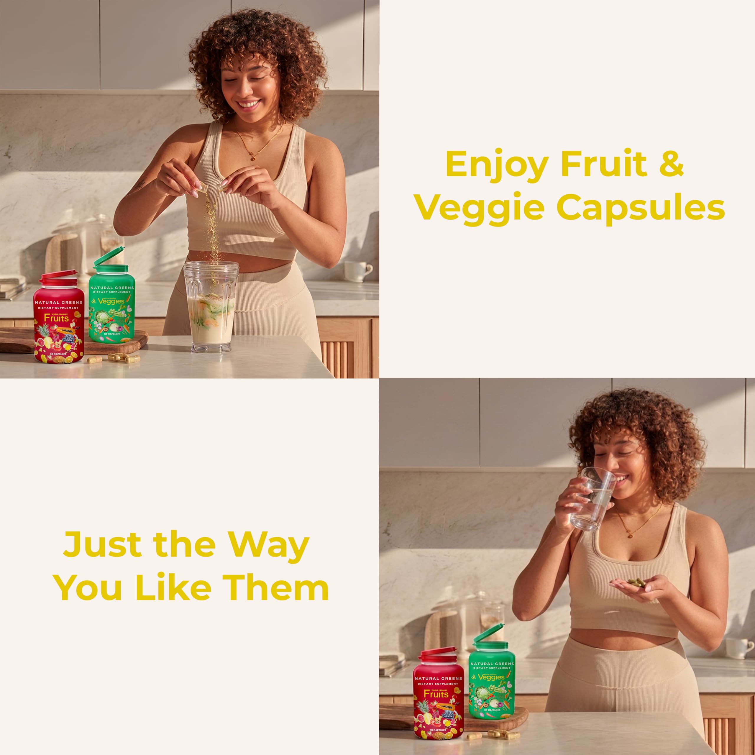 NATURAL GREENS Organic Superfood Capsules with measuring spoon