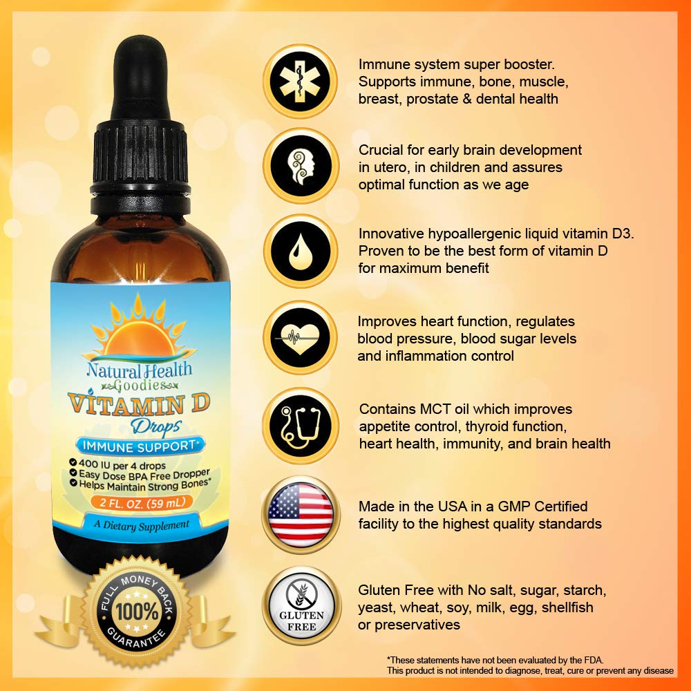 Natural Health Goodies Vitamin D3 Drops 60ml with family members