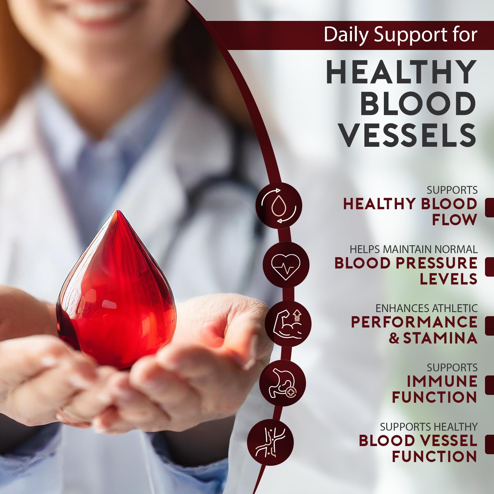 Natural Heart Doctor supplement in glass of water