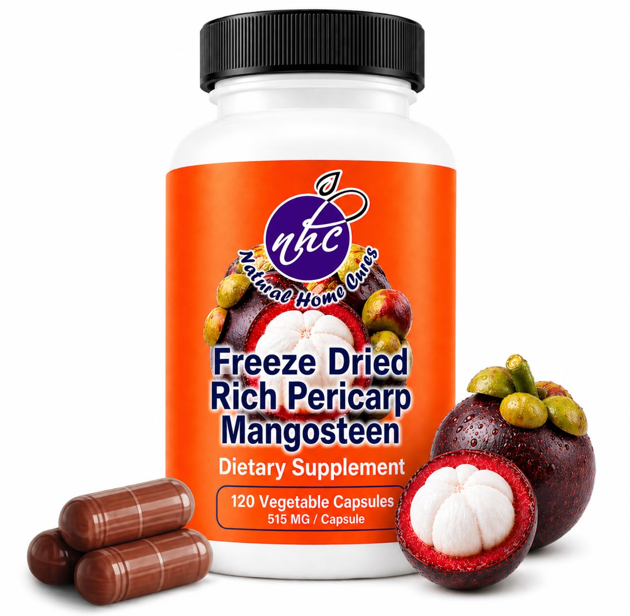 Natural Home Mangosteen Pericarp Capsules 120 count front view