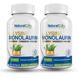 Natural Labs L-Lysine & Monolaurin 600mg capsules front view