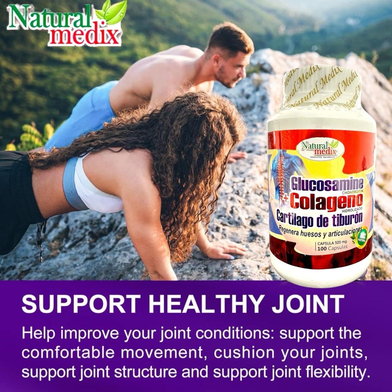 Natural Medix Glucosamine Chondroitin bottle with capsules