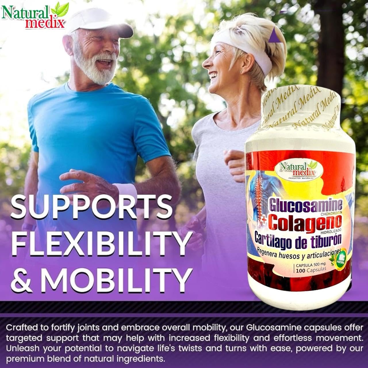 Natural Medix Glucosamine Chondroitin packaging side view