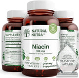 Natural Nutra B3 Niacin 500mg supplement front view of bottle