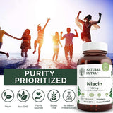 Natural Nutra B3 Niacin 500mg supplement tablets close-up