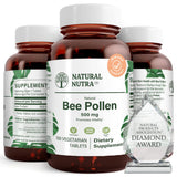 Natural Nutra Bee Pollen Tablets 500mg front view