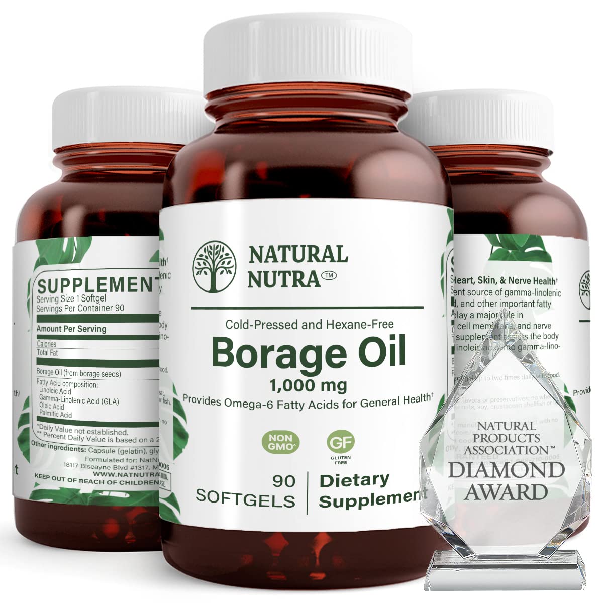 Natural Nutra Borage Seed Oil Capsules front view