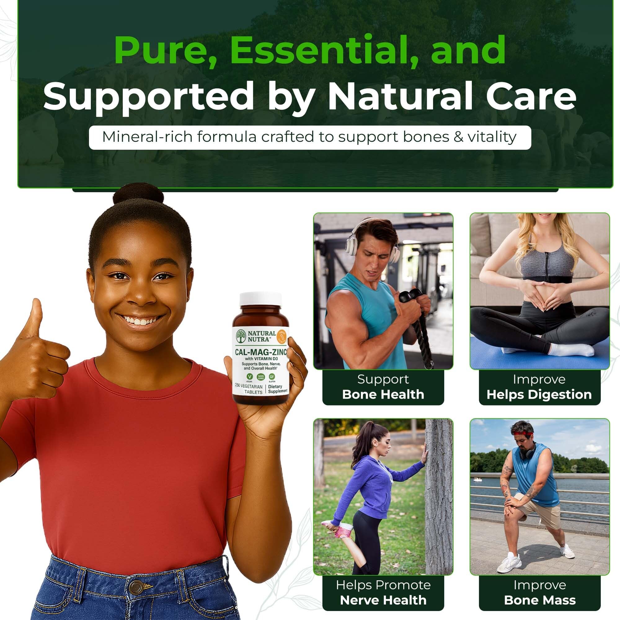 Natural Nutra Calcium Magnesium Zinc Supplement back view
