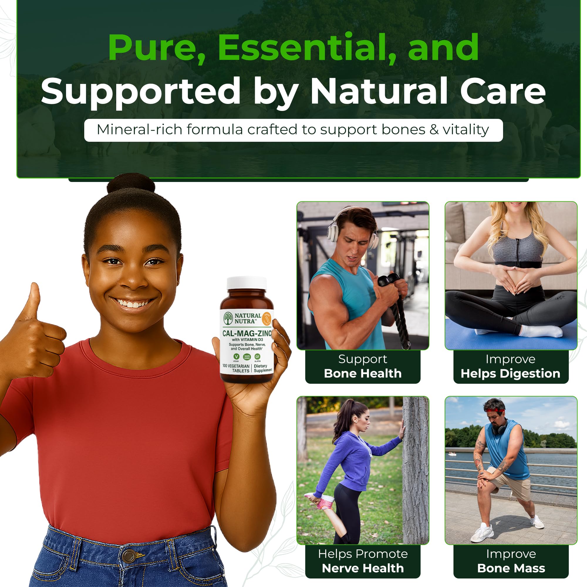 Natural Nutra Calcium Magnesium Zinc Supplement label close-up