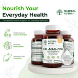 Natural Nutra Calcium Magnesium Zinc Supplement on a kitchen counter