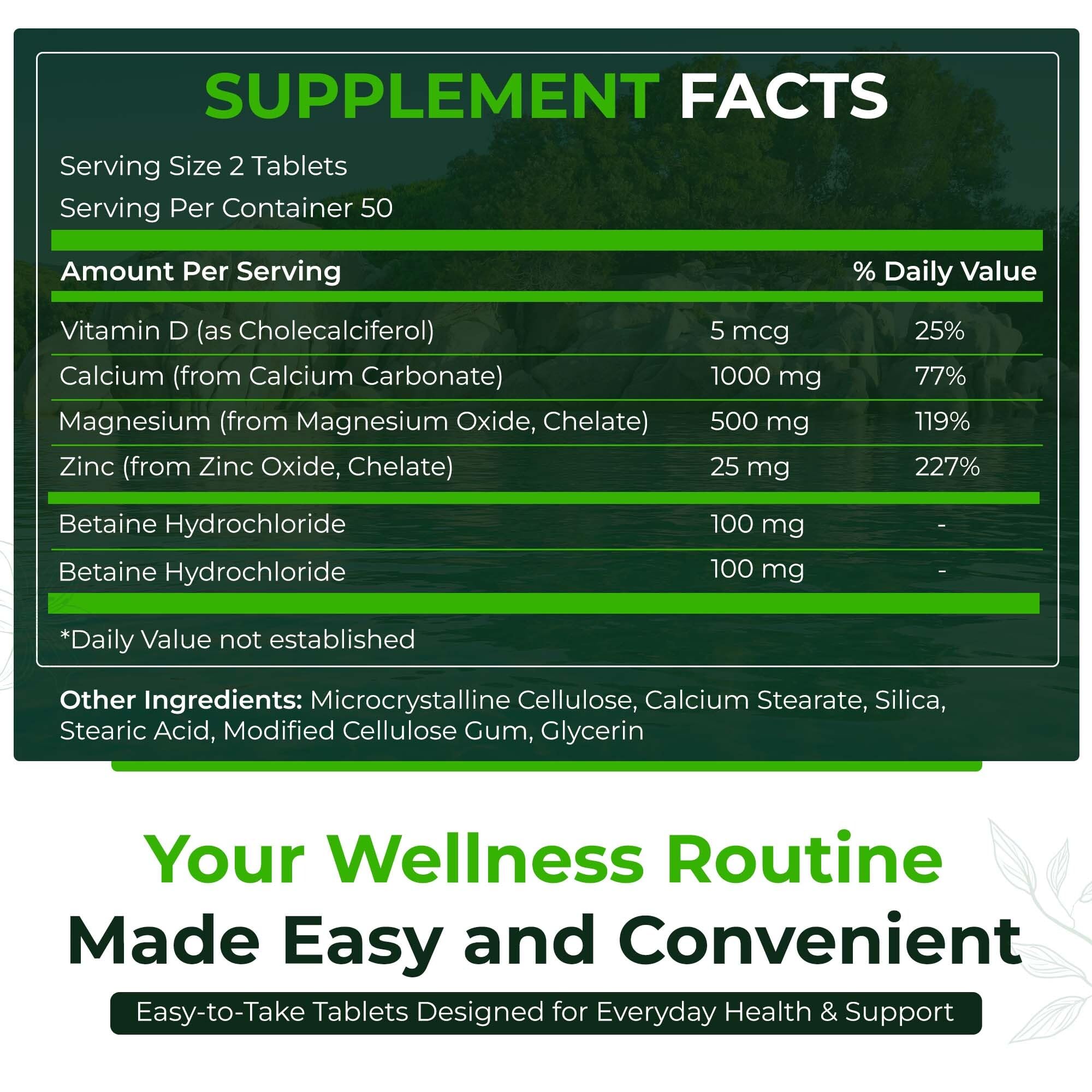 Natural Nutra Calcium Magnesium Zinc Supplement side view