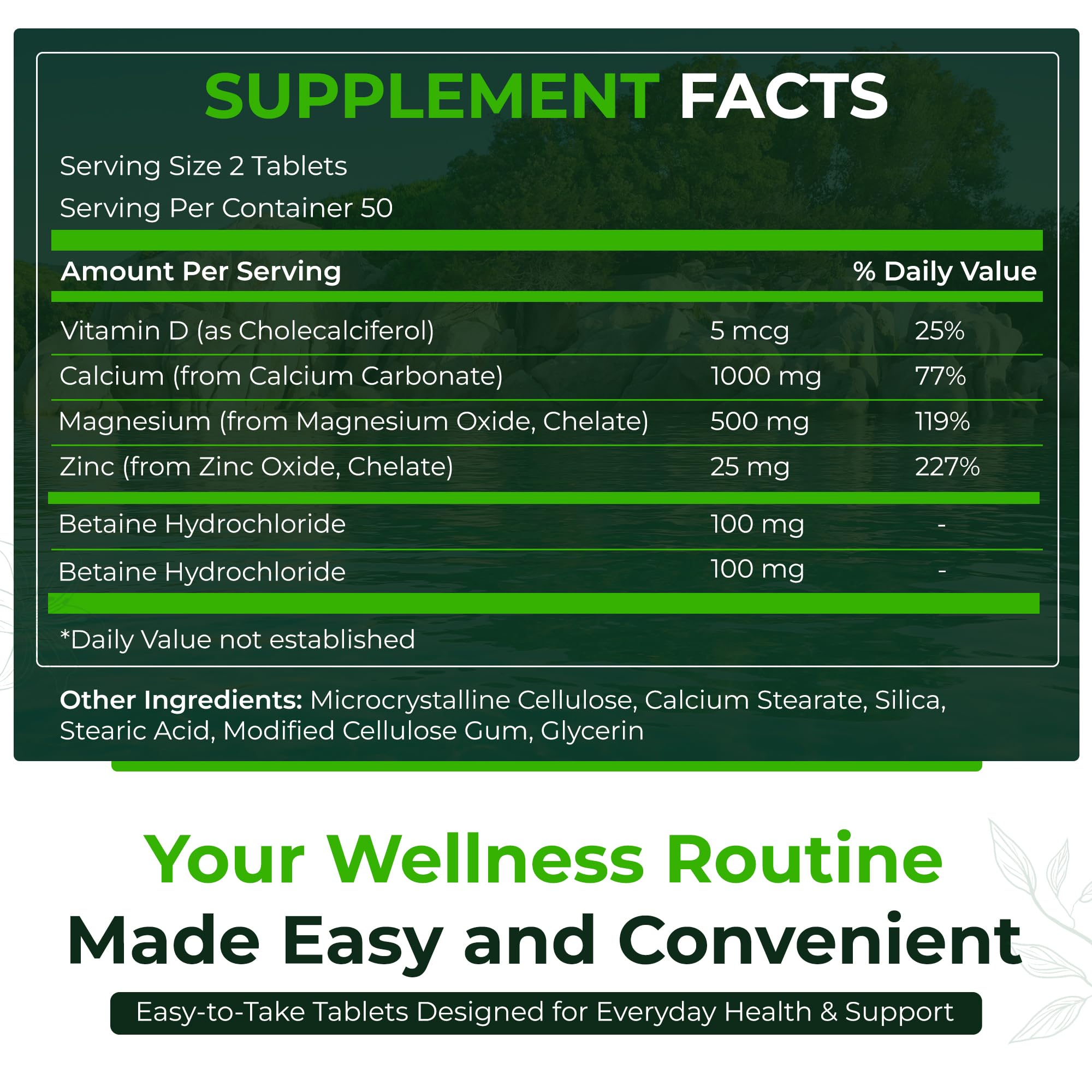 Natural Nutra Calcium Magnesium Zinc with Vitamin D3 bottle side view