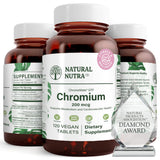 Natural Nutra Chromium Supplement 136g amber glass bottle front view