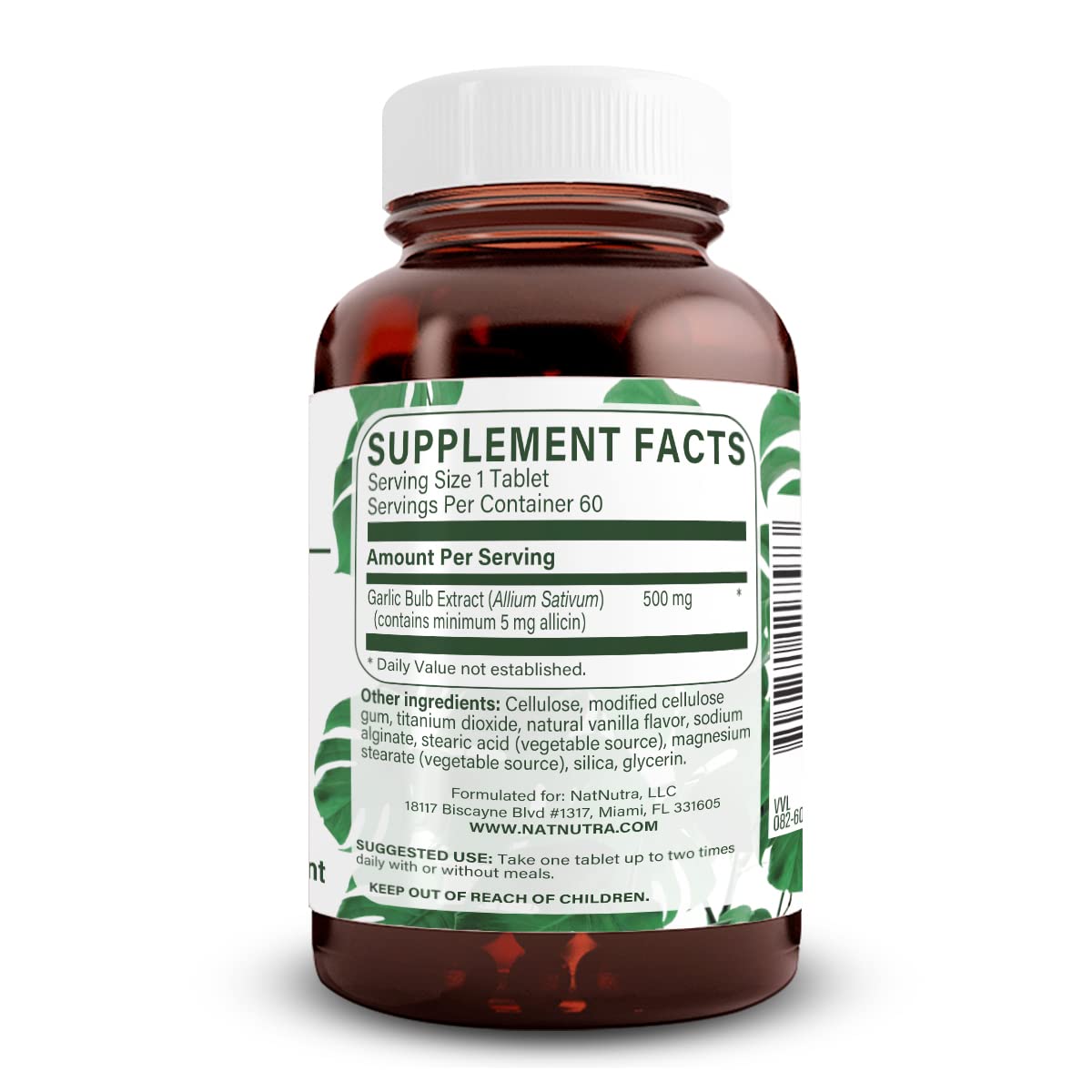 Natural Nutra Garlic Supplement bottle with vanilla coating