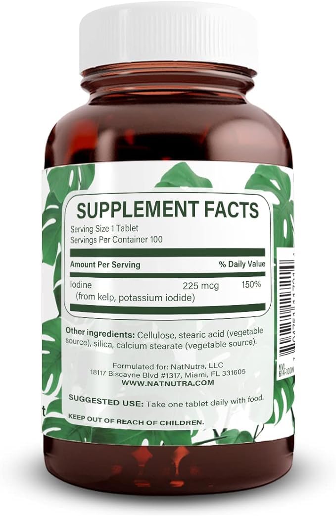 Natural Nutra Kelp Iodine Supplement bottle side view