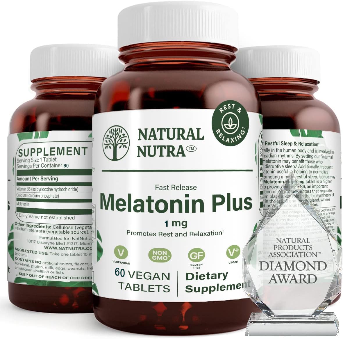 Natural Nutra Melatonin Lozenges 1mg peppermint flavour front view
