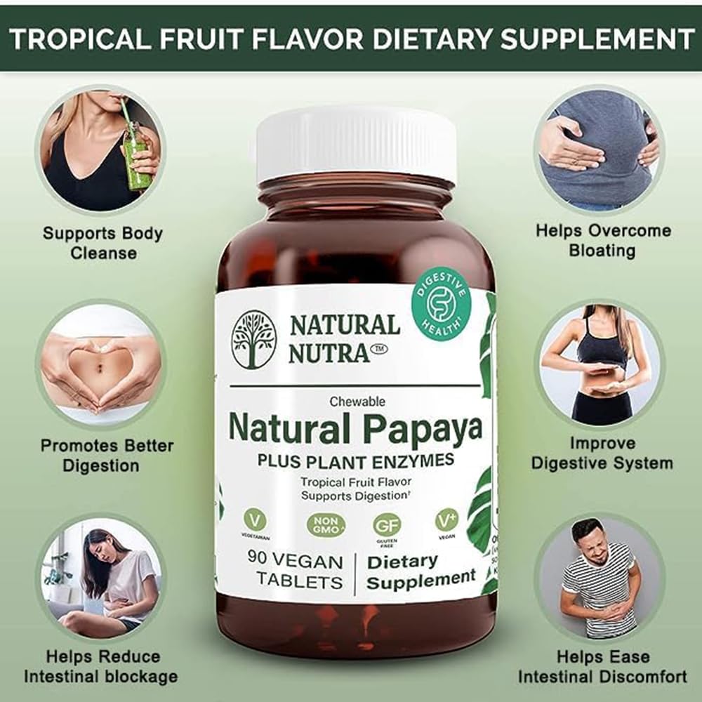 Natural Nutra Papaya Chewable Enzymes 181g tablet close-up