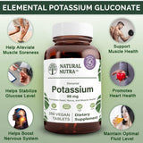 Natural Nutra Potassium Gluconate Supplement 385g bottle with label