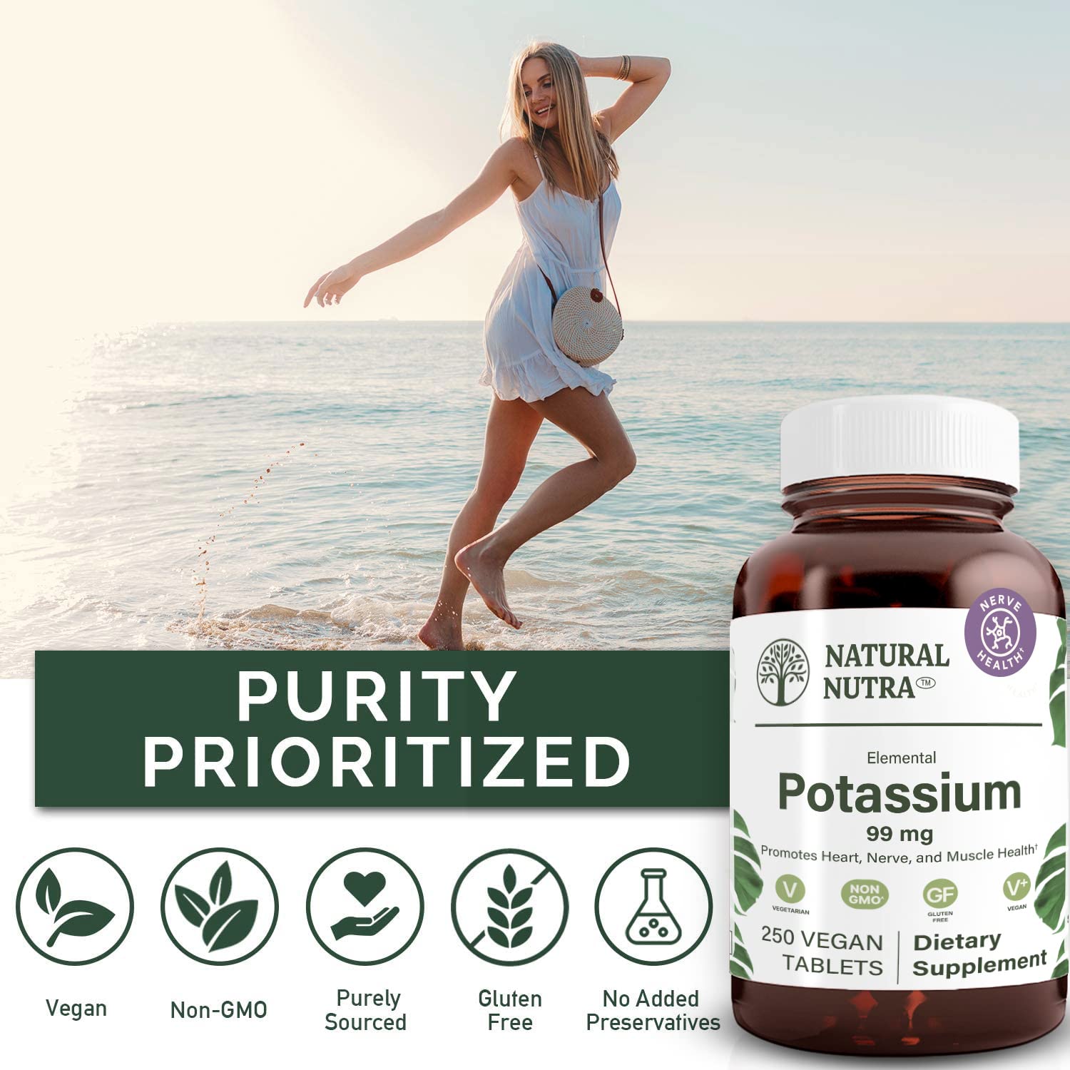 Natural Nutra Potassium Gluconate Supplement 385g capsules close-up