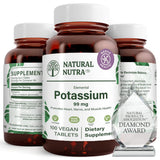 Natural Nutra Potassium Gluconate Supplement front view in amber glass bottle