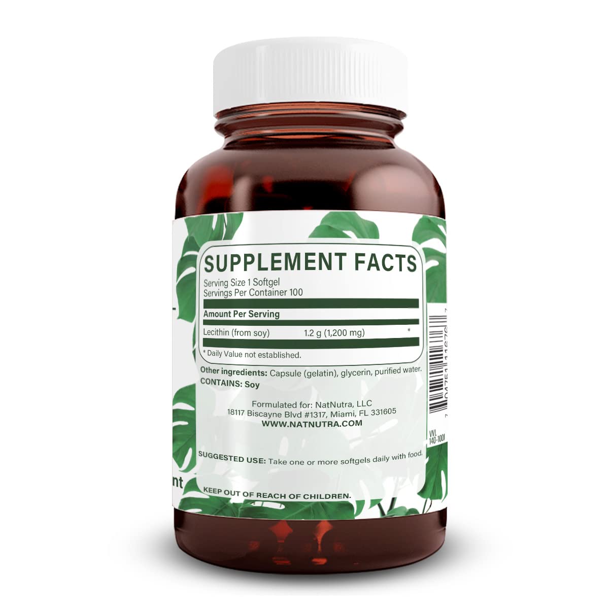 Natural Nutra Soy Lecithin Supplement 408g side view