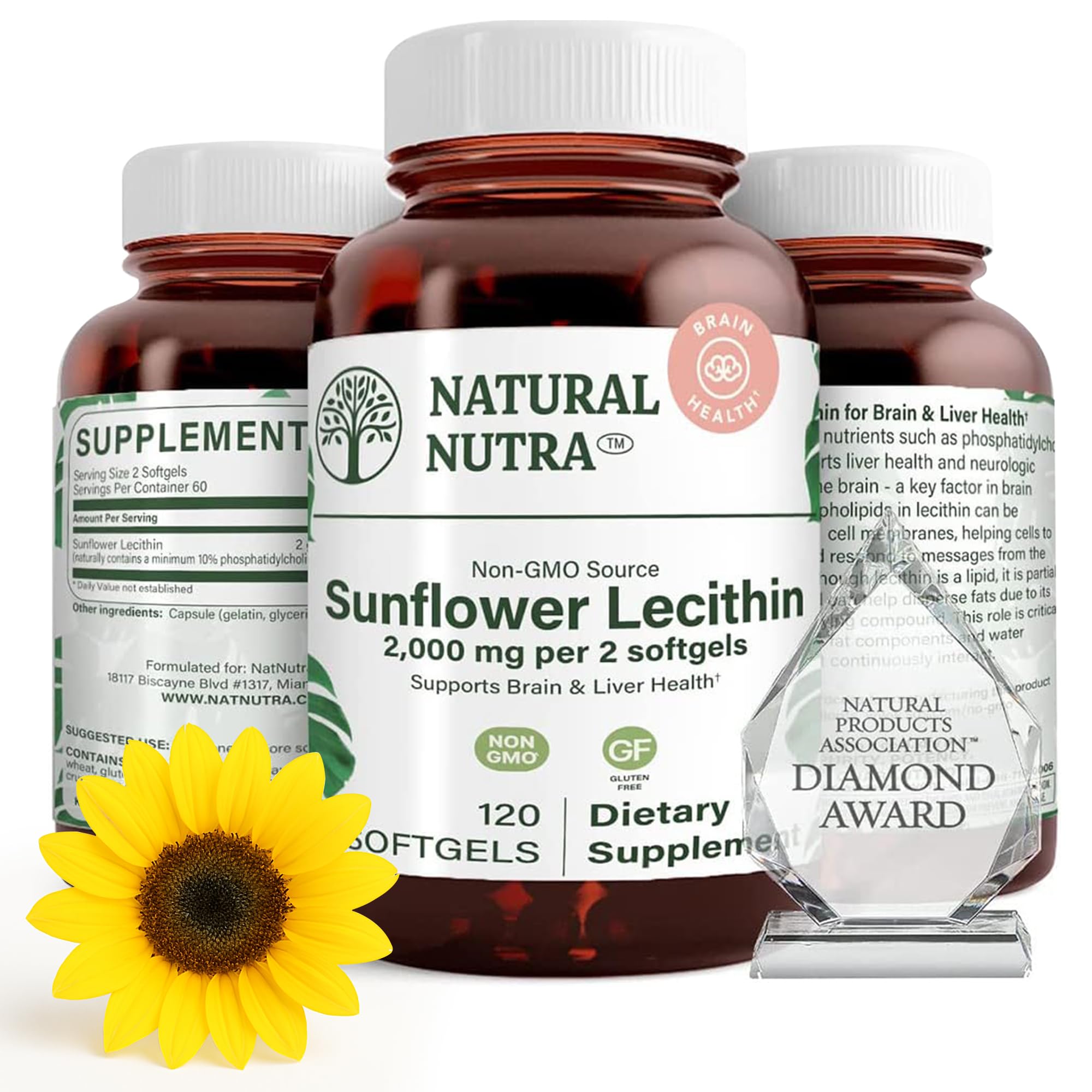 Natural Nutra Sunflower Lecithin Softgels front view