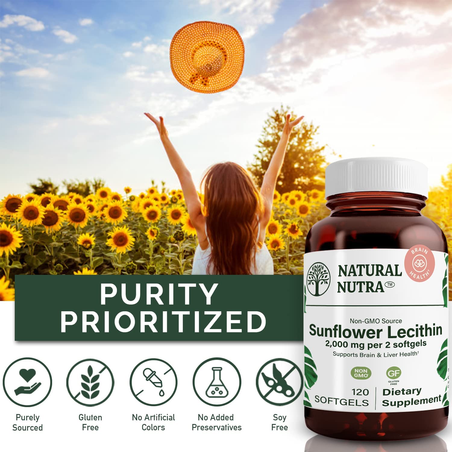 Natural Nutra Sunflower Lecithin Softgels packaging