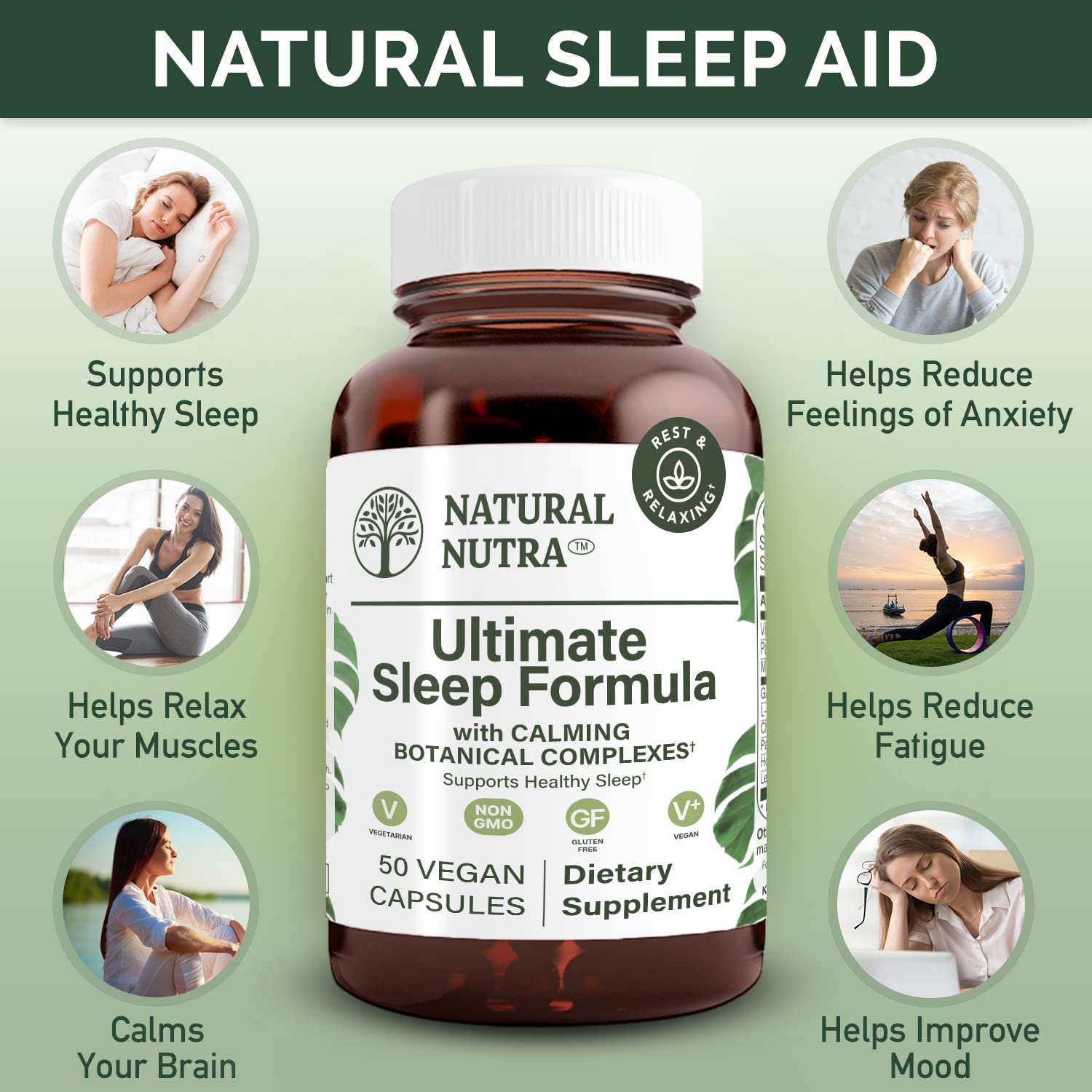 Natural Nutra Ultimate Sleep Formula side view of bottle
