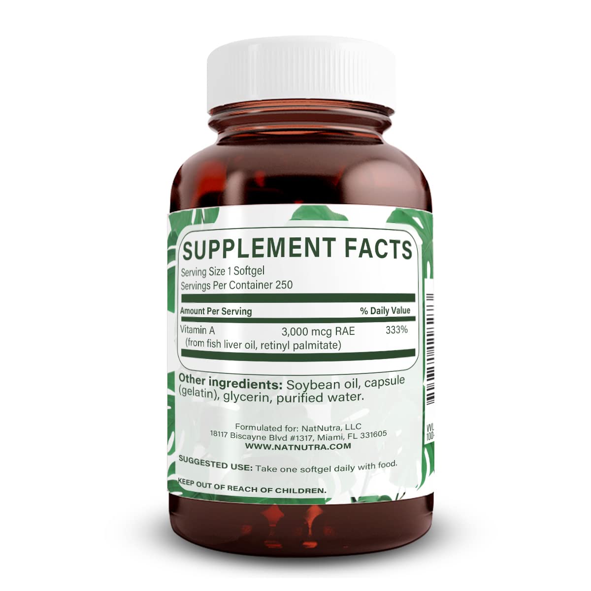 Natural Nutra Vitamin A Softgels bottle with label