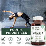 Natural Nutra Vitamin A Softgels on a wooden surface
