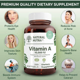 Natural Nutra Vitamin A Softgels showing softgel size