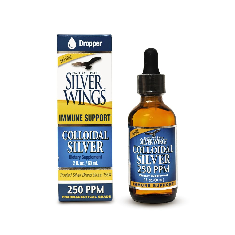 Natural Path Silver Wings Colloidal Silver 250ppm 59g amber glass bottle front view