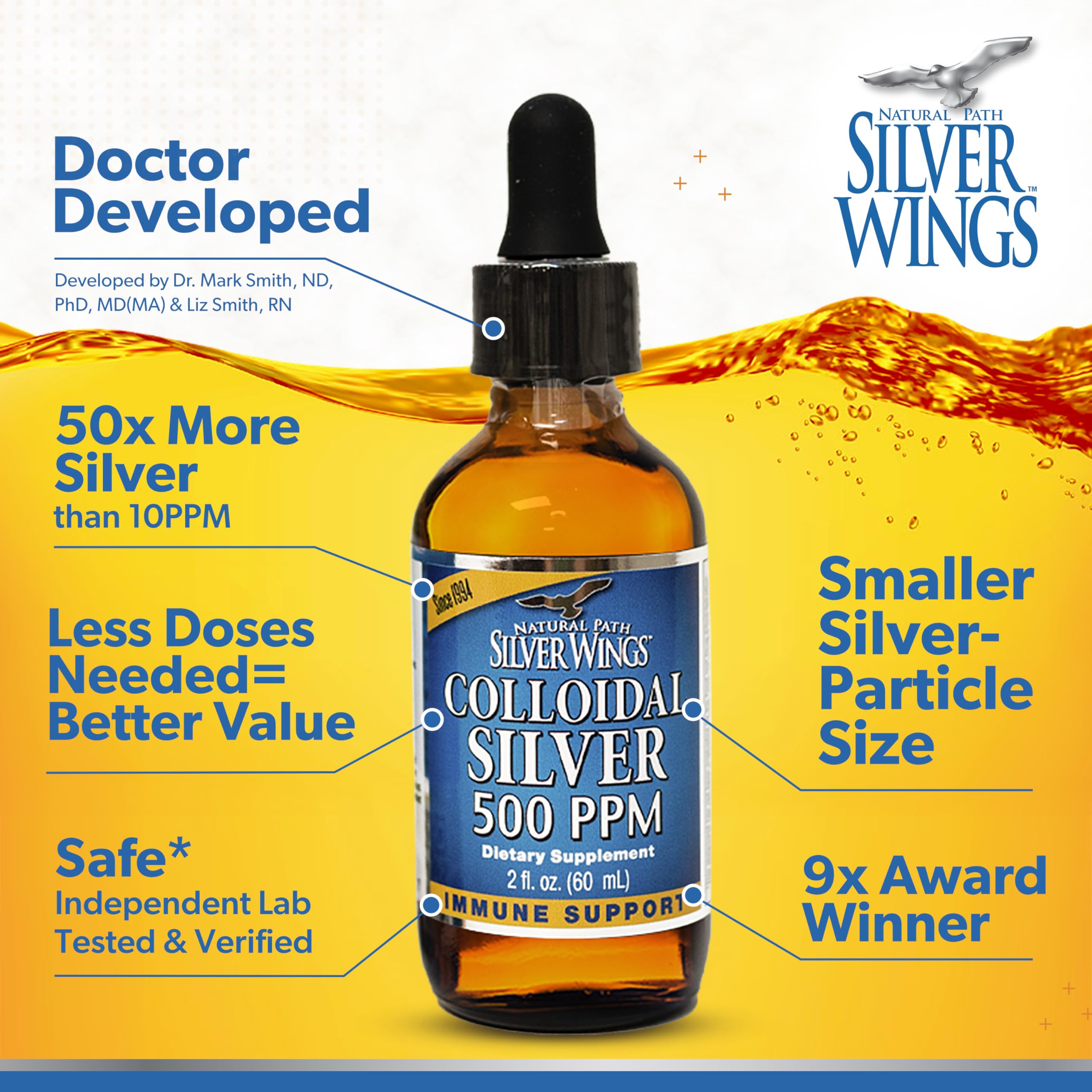 Natural Path Silver Wings Colloidal Silver 500ppm bottle cap close-up