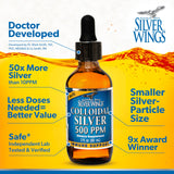 Natural Path Silver Wings Colloidal Silver 500ppm label close-up