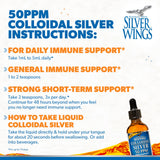 Natural Path Silver Wings Colloidal Silver 50ppm back view with ingredients