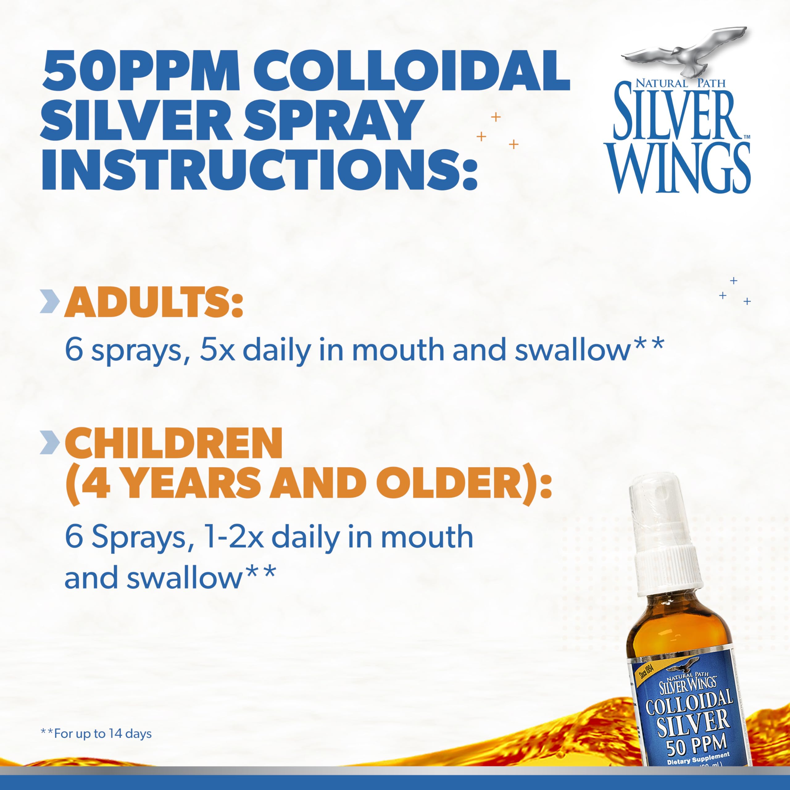 Natural Path Silver Wings Colloidal Silver 50ppm bottle with cap